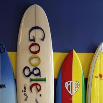 Google lobby with surfboards